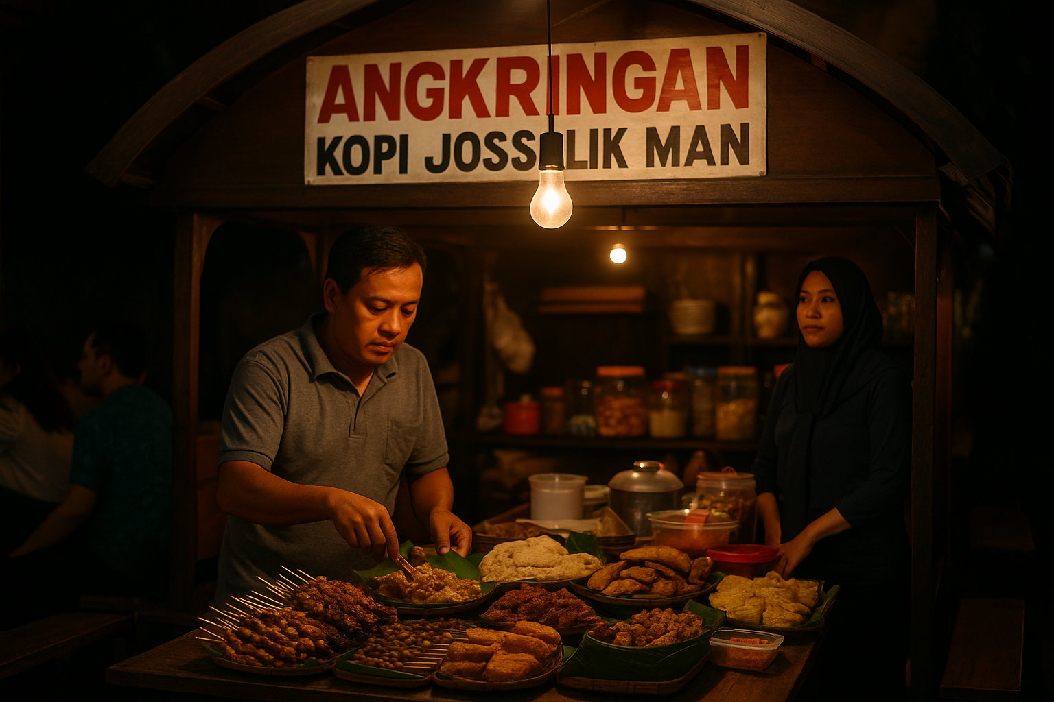Angkringan Lik Man – Tempat nongkrong malam legendaris di Jogja dengan kopi joss arang panas.