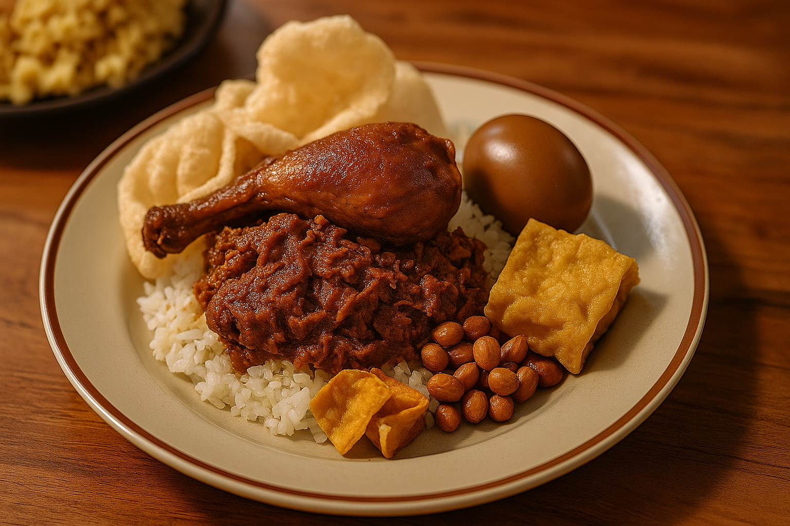 Gudeg Yu Djum Jogja – Makanan khas Yogyakarta dengan krecek, ayam kampung, dan telur pindang.