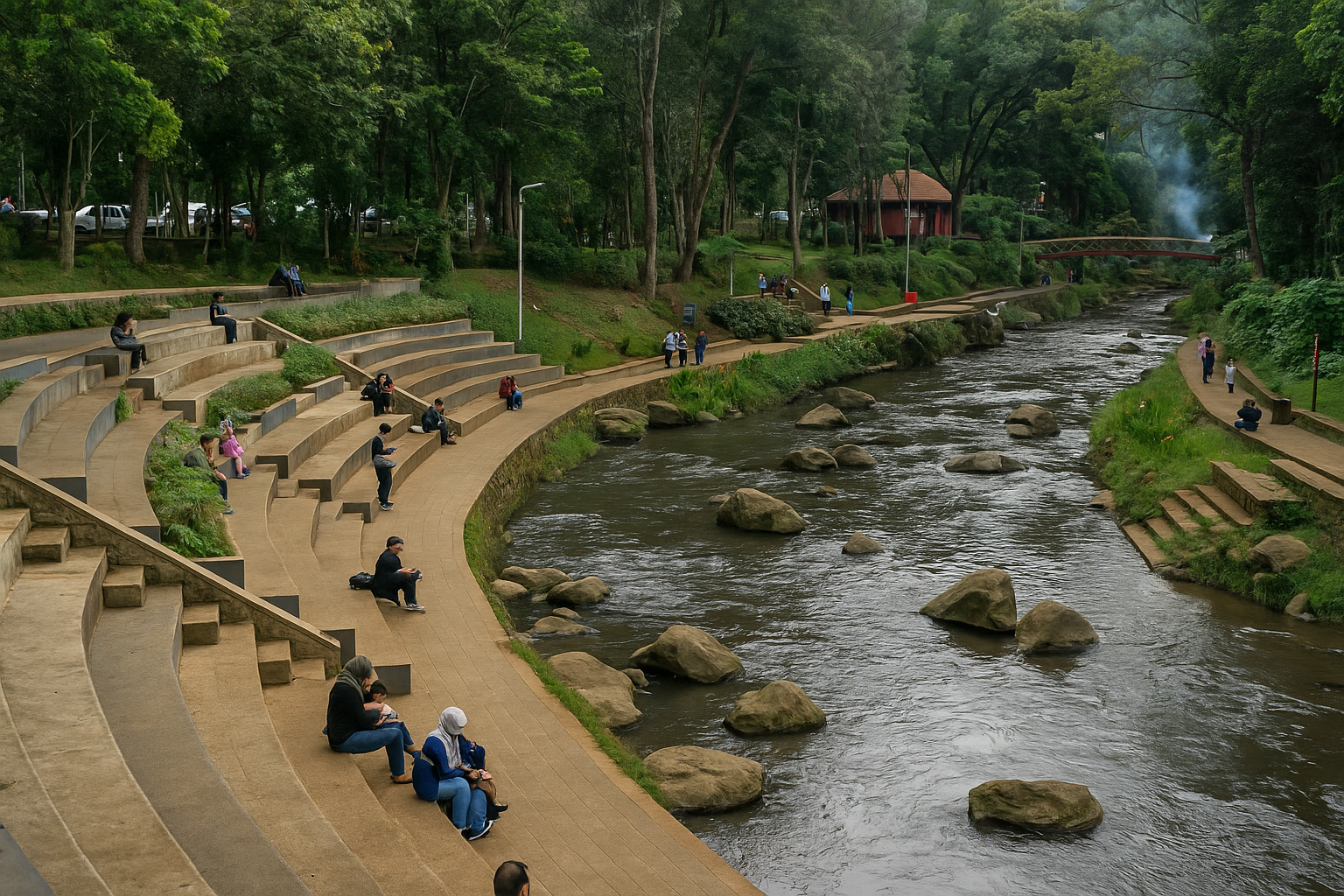 Teras Cikapundung – Tempat wisata keluarga gratis di Bandung, cocok buat piknik dan jalan sore