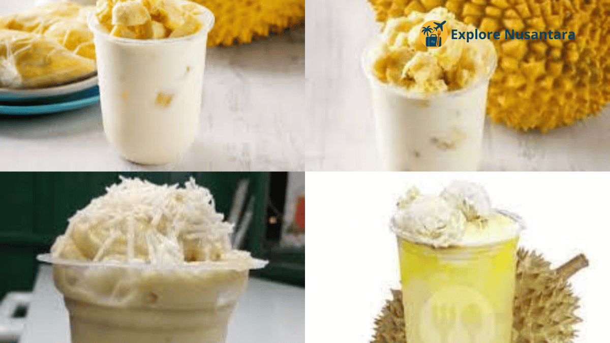 Es durian kocok dengan topping durian segar yang viral dan digemari banyak orang