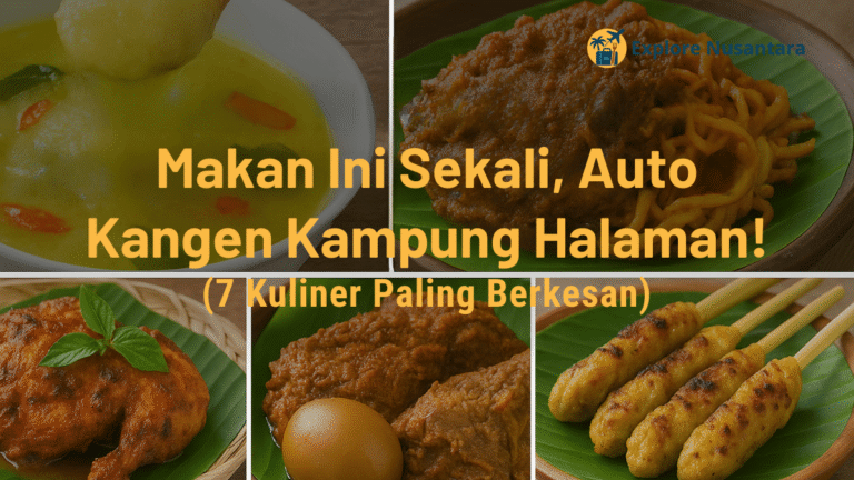makan khas kampung halaman dari berbagai daerah seperti papeda, rendang, dan sate lilit