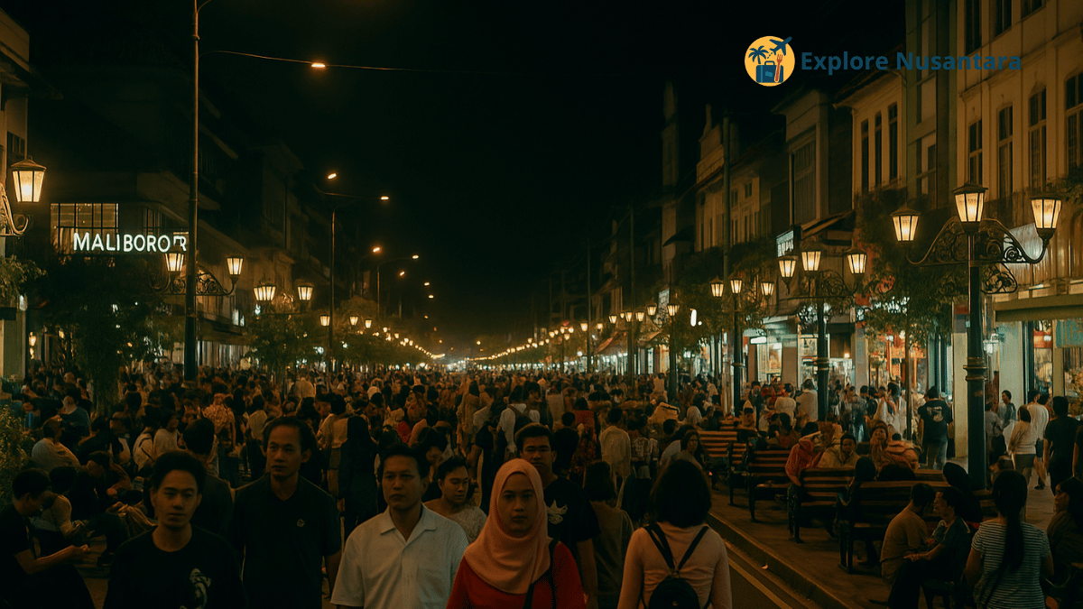 Suasana malam Malioboro 2025 yang ramai pengunjung