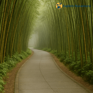Hutan bambu sejuk di belakang Desa Penglipuran
